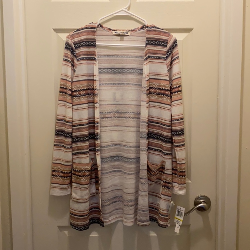 Wallflower Aztec Stripe Open Cardigan LS Medium